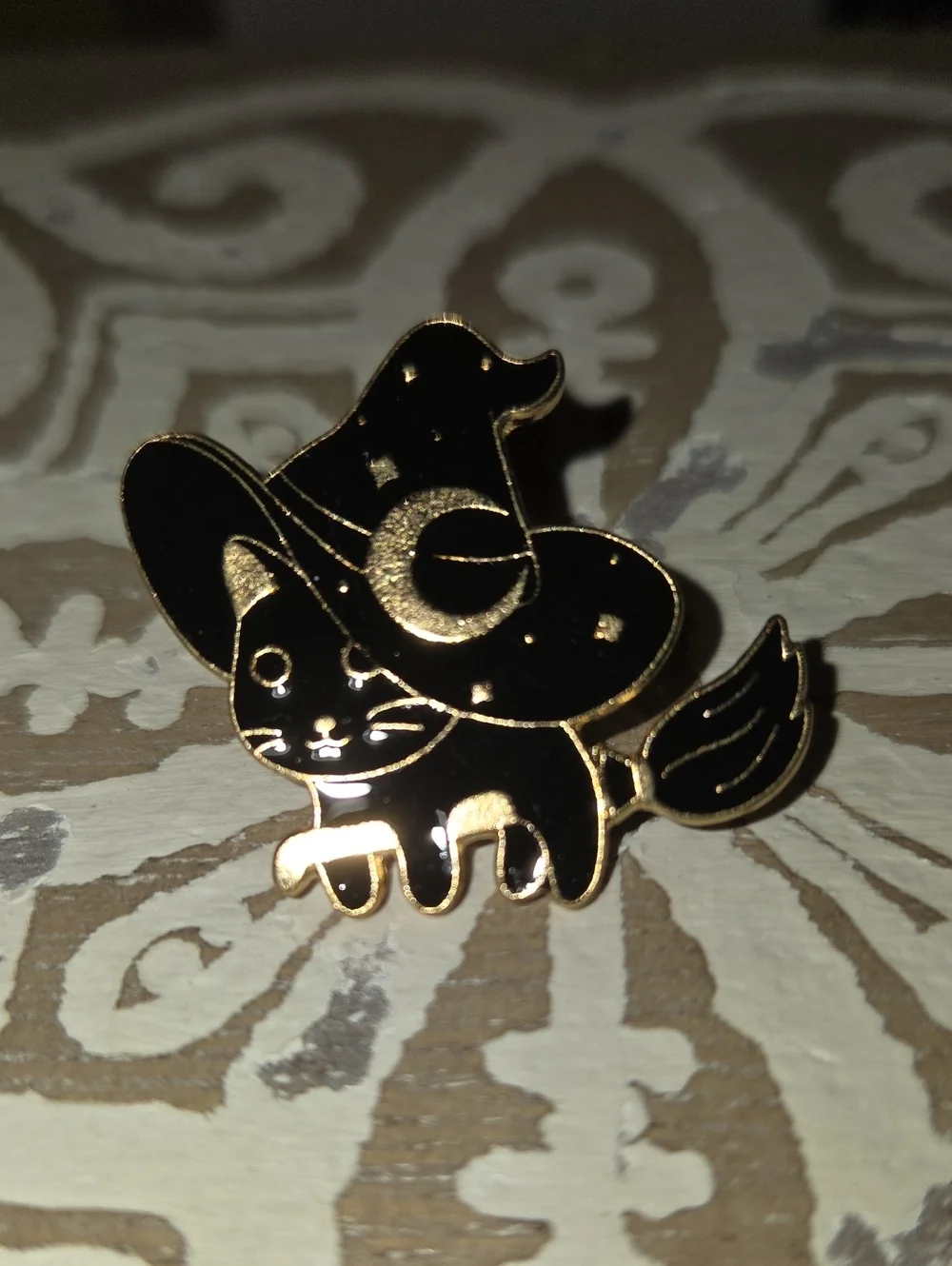 Black Cat Witch Enamel Pin for Cat Lovers